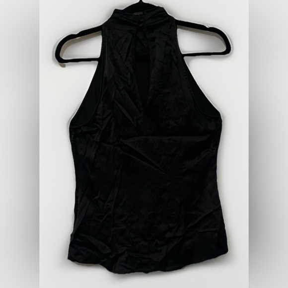 Bebe Black Silk Short Sleeve Top Medium Pinup Sexy Retro Y2K Sequin Blouse Shirt - Picture 6 of 9